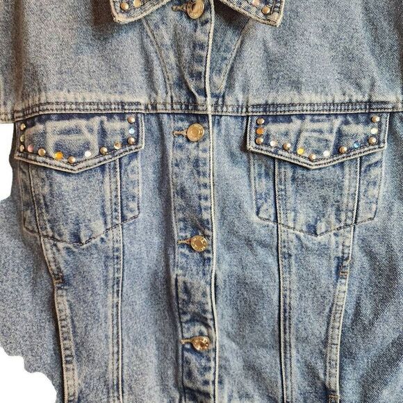 L.A. Blues Vintage Embellished Cotton Denim Vest Pleated Size XL One Of A Kind - Picture 8 of 14